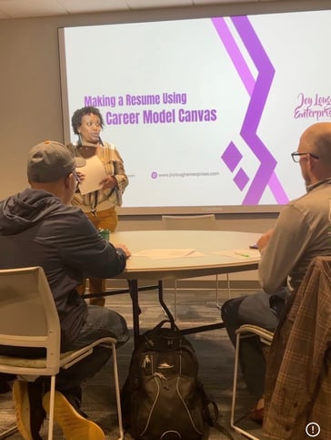 career canvas workshop with Dr Joy